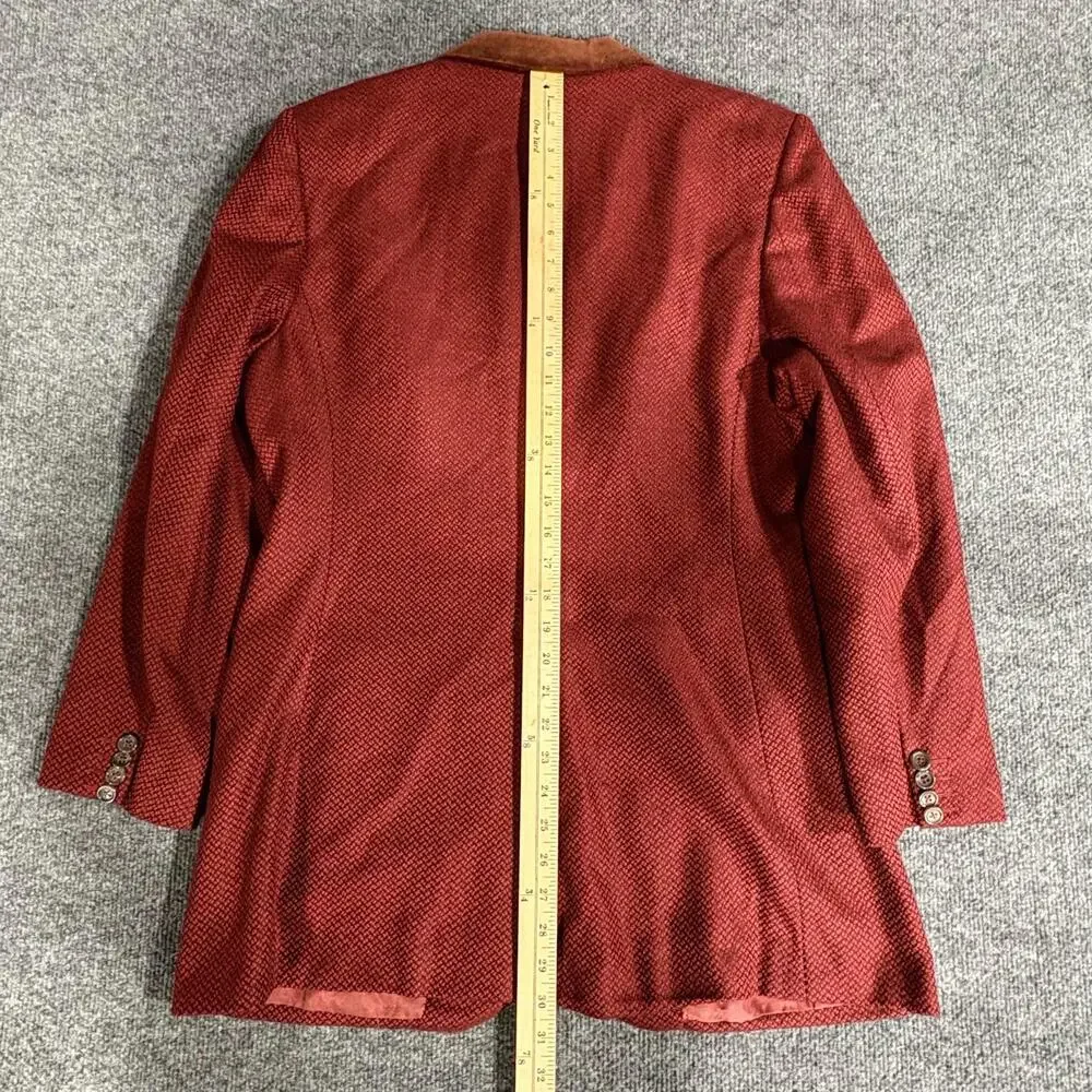 Isaia Blazer Mens IT 48 Red Cashmere Tweed Velvet Collar Sport Coat Made Italy